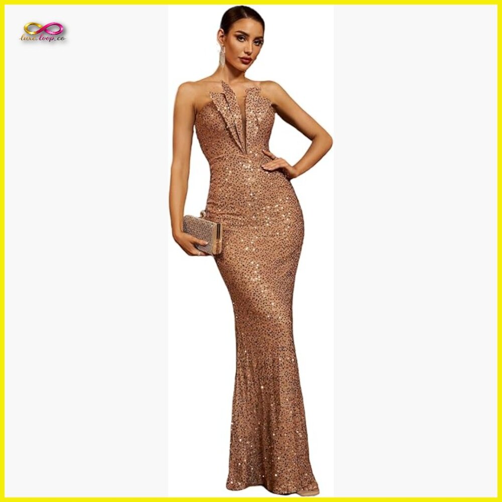 Elegant Sequin Mermaid Gown Formal Evening Dress Strapless Sweetheart Neckline